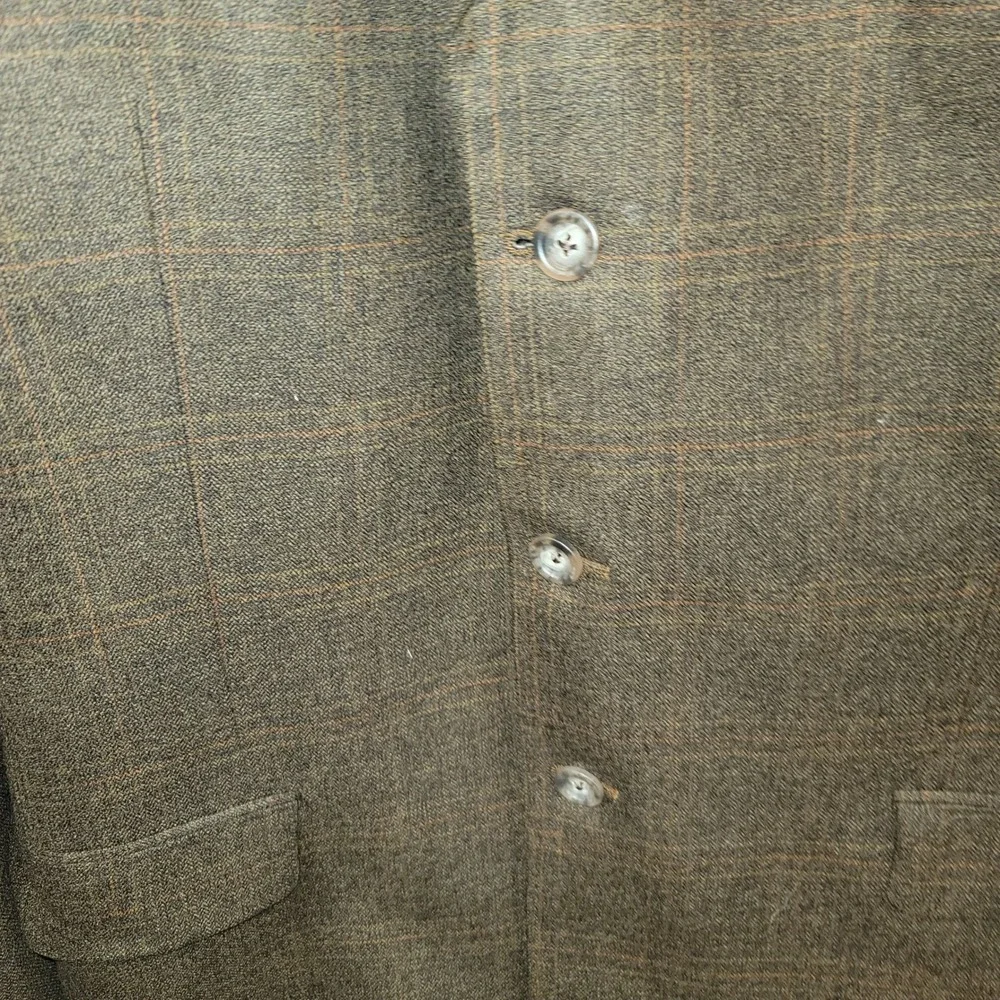 Burberry London Men's Wool Cashmere‎ Brown Plaid Blazer Jacket Size 46 XLG